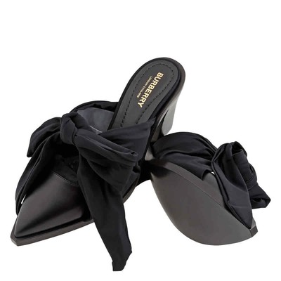 Pre-owned Burberry Black Synthetic Tillington Ankle-wrap Mules