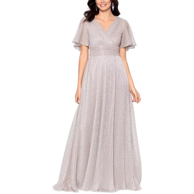 Женское розовое макси-вечернее платье с металлическим отливом Betsy & Adam, 8 BHFO 4566