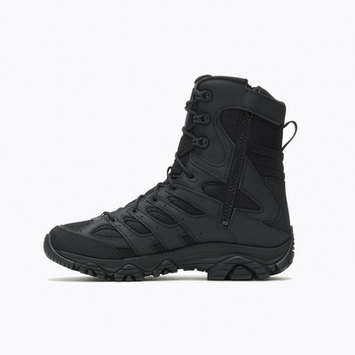Pre-owned Merrell Work Men's 8" Moab 3 Mid Tactical Zip Waterproof Boot Black - J003907, B