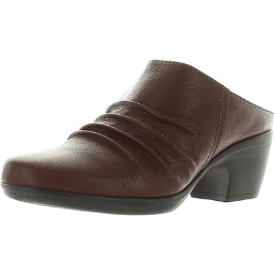 

Женские коричневые кожаные сабо Clarks Emily Charm 6,5, средние (B,M) BHFO 4369, Dark tan leather