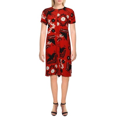

Красное женское деловое платье с цветочным принтом Valentino BHFO 6912, Fiamma