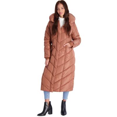 Женское стеганое длинное пальто на флисовой подкладке Steve Madden Outerwear S BHFO 5659