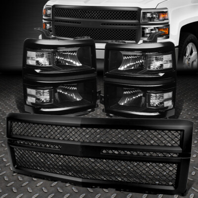 ЧЕРНАЯ ФАРА В КОРПУСЕ + ЧЕТКИЙ УГЛОВОЙ СИГНАЛ + СЕТЧАТАЯ РЕШЕТКА РАДИАТОРА ДЛЯ 14-15 SILVERADO