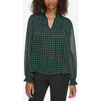 Женская черная блузка с длинными рукавами и оборками от Karl Lagerfeld Paris, XS BHFO 3751