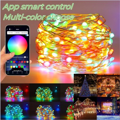 50/100/200LED RGB Fairy String Lights APP Smart Control Music Christmas Tree Dec
