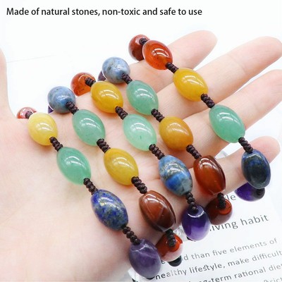 7 Chakra Natural Healing Stone Crystal Bracelet Handmade Tube Beads Wrap Bangle