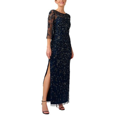 Adrianna Papell Womens Navy Embellished Formal Evening Dress Gown 6 BHFO 6316
