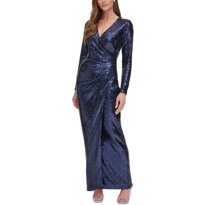 Женское темно-синее вечернее платье DKNY с блестками во всю длину, 8 BHFO 1241