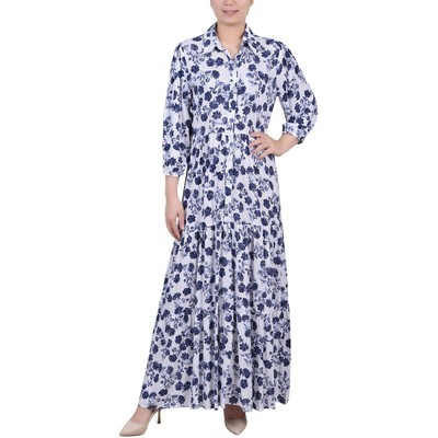 Женское белое многоуровневое платье макси в складку Petites PL BHFO 0591 из коллекции NY Collection