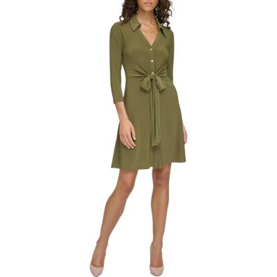 Tommy Hilfiger Womens Collar Tie Front Office Wear Wear To Work Dress BHFO 0152