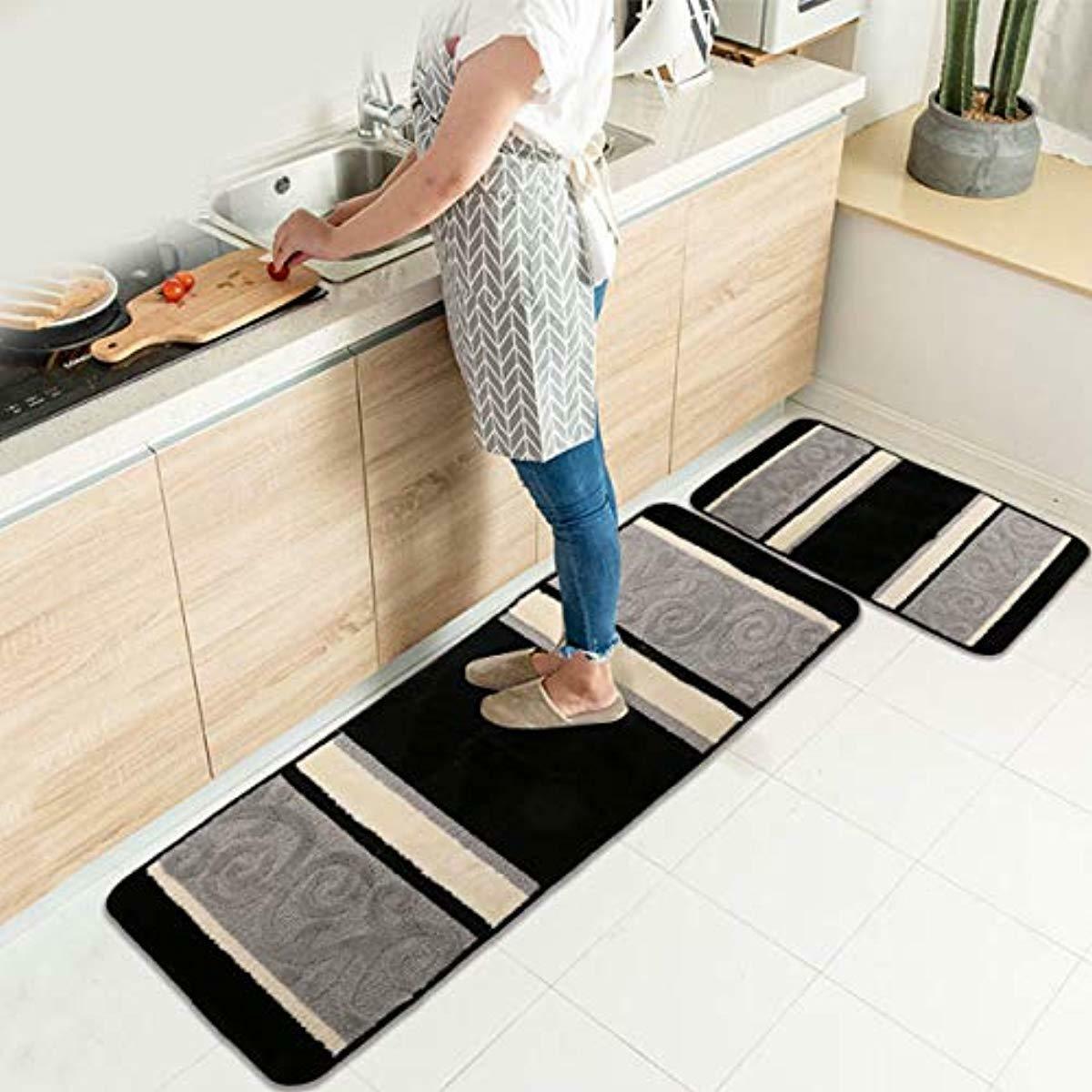 Hebe Kitchen Rugs Set 2 Pieces Non Slip Washable Kitchen Mat Rug