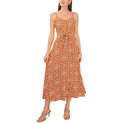 

Женское платье-комбинация миди без рукавов с принтом MSK BHFO 4561, Rust/white