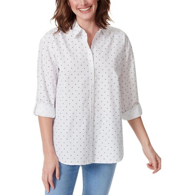 

Женская рубашка на пуговицах в горошек Gloria Vanderbilt Amanda BHFO 0589, Midnight affair fun dots