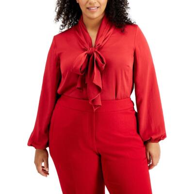 

Женская офисная блузка с длинными рукавами и галстуком-бабочкой Bar III Plus BHFO 8945, Morello cherry