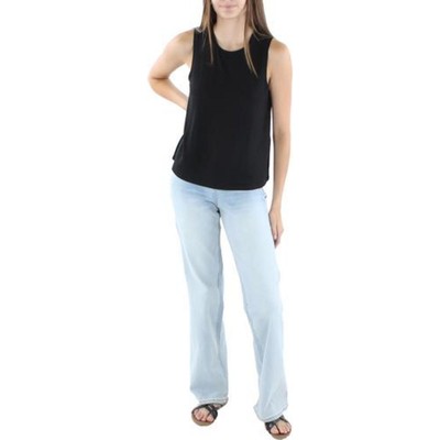 

Женская блузка с круглым вырезом из тенселя Eileen Fisher, рубашка Petites BHFO 2037, Черный