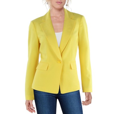 Женский желтый однотонный блейзер Le Suit на одной пуговице 8 BHFO 6444