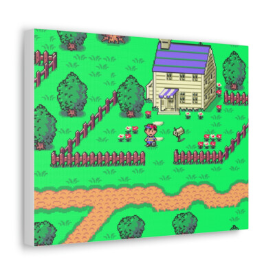 90s PLANET EARTH JOEY BAST ヴィンテージ Earthbound SNES Retro 90's Video Game Pixel Art Main House