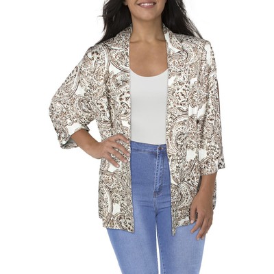 

Calvin Klein Womens White Business Open Front Blazer Jacket Plus  BHFO 7828, Multi