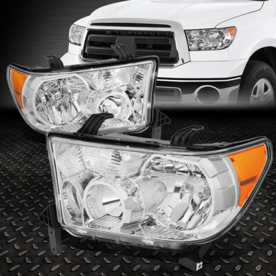 ДЛЯ 07-13 TOYOTA TUNDRA 08-17 SEQUOIA ХРОМОВЫЙ КОРПУС ЯНТАРНЫЙ УГОЛ ФАРЫ