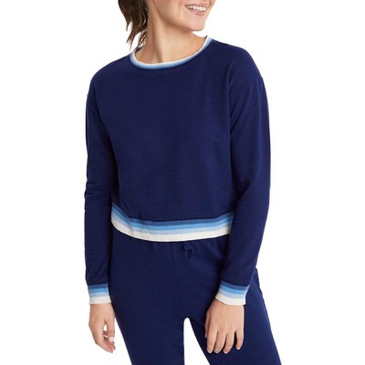 

Splendid Womens Jada Укороченная полосатая толстовка, Crew Loungewear BHFO 6120, True navy