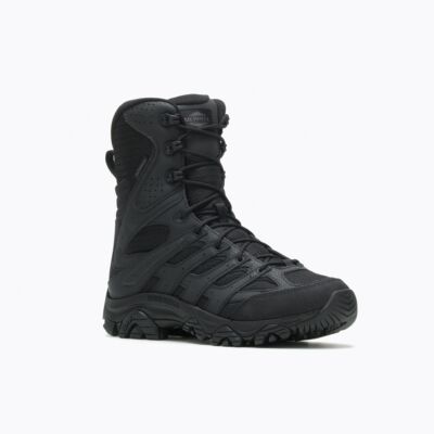Pre-owned Merrell Work Men's 8" Moab 3 Mid Tactical Zip Waterproof Boot Black - J003907, B