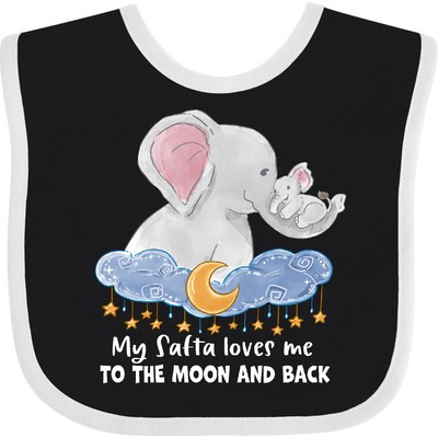 Inktastic My Safta Loves Me To The Moon And Back Elephant Family Baby Bib Lover