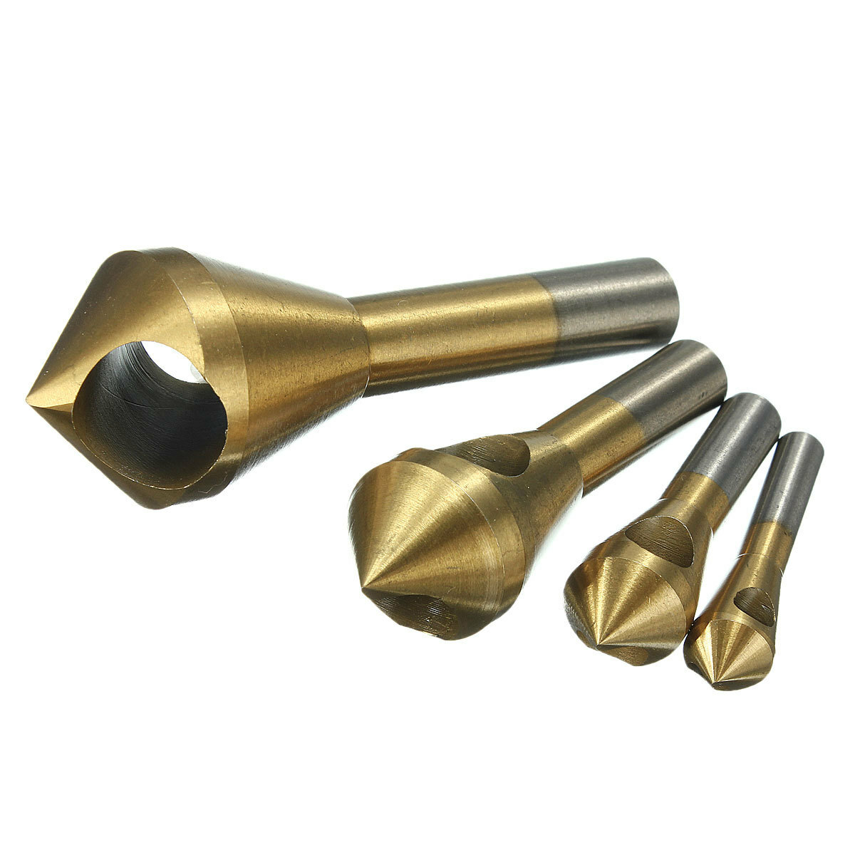 4x Chamfer Countersink Deburring Drill Bit Set Crosshole Cutting Metal