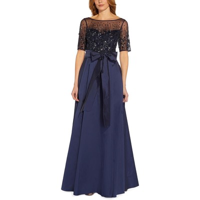 Женское вечернее платье Adrianna Papell, украшенное черной сеткой, 0 BHFO 0649