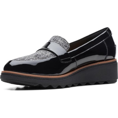 

Женские лоферы Clarks Sharon Gracie черные, черные, 9,5, средние (B,M) BHFO 1150, Black patent combi, Sharon Gracie