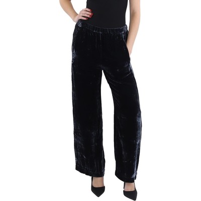 Женские темно-синие велюровые брюки с широкими штанинами VELVET BY GRAHAM & SPENCER S BHFO 5018