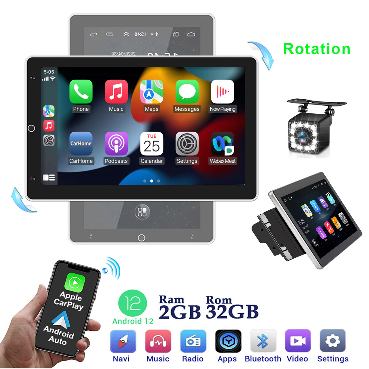 Gps Audio In-dash Carplay Tablet