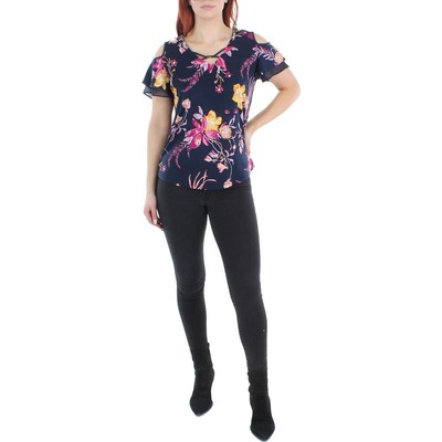 

Женская темно-синяя блуза JM Collection Petites  BHFO 9514, Navy floral