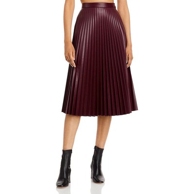 

Proenza Schouler Женская фиолетовая плиссированная юбка миди из искусственной кожи  BHFO 1878, Plum