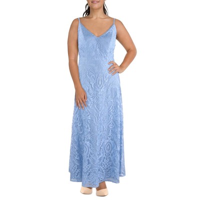 Безмолвное женское вечернее платье синего цвета металлик Gown Plus 18W BHFO 1828