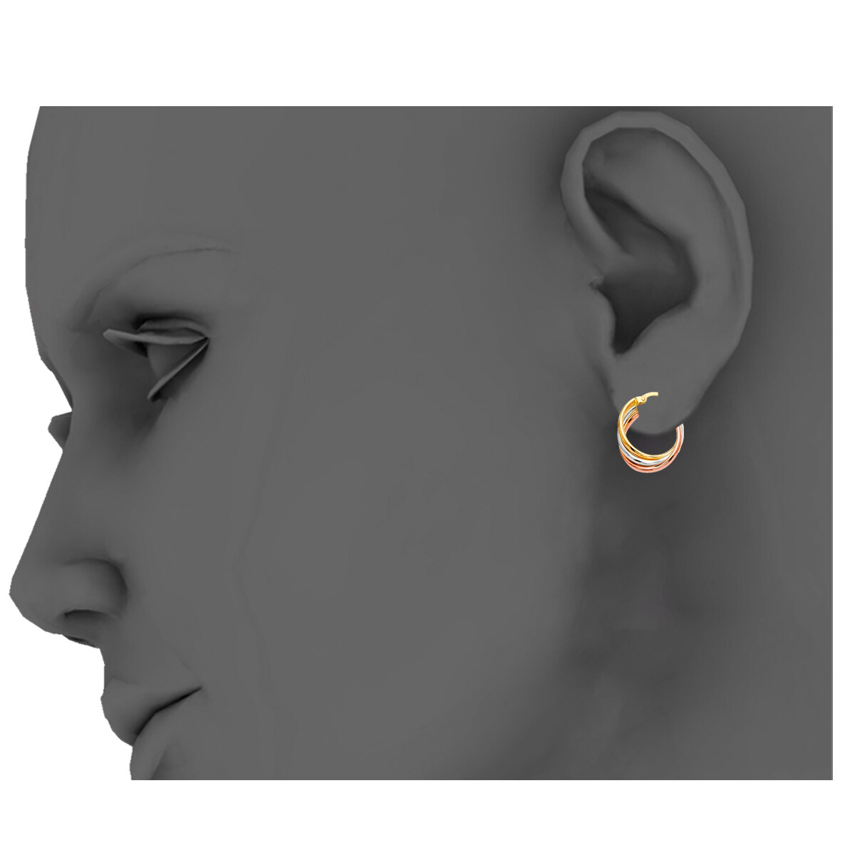 Pre-owned Tgdj 14k Tri Color Gold Hoop Earrings For Women