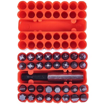 33PC POWER BIT SET & HOLDER Magnetic Phillips Hex Pozi Torx Screwdriver Drill