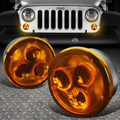 ДЛЯ 2007-2018 JEEP WRANGLER JK ПАРА ПЕРЕДНИХ СВЕТОДИОДНЫХ УКАЗАТЕЛЕЙ ПОВОРОТА С ЯНТАРНЫМИ ЛИНЗАМИ/ЛАМПА
