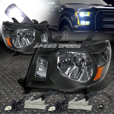 ЧЕРНЫЙ КОРПУС, ЯНТАРНАЯ ФАРА С ОТРАЖАТЕЛЕМ + БЕЛАЯ СВЕТОДИОДНАЯ СИСТЕМА 6000K ДЛЯ 05-11 TACOMA