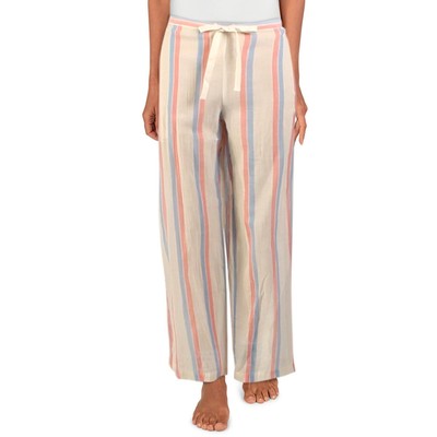 

Однотонные и полосатые женские широкие брюки цвета слоновой кости в прозрачную полоску  BHFO 2265, Ivory/pink/blue