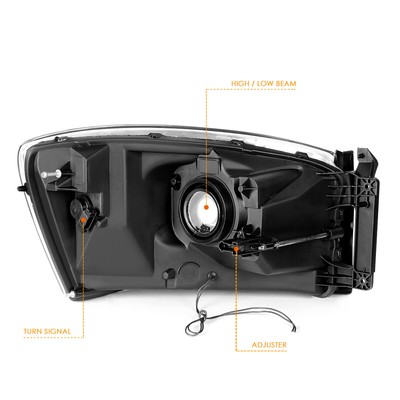 For 06-09 Dodge Ram 1500-3500 LED DRL Headlight/Lamp Smoked Housing Clear Corner