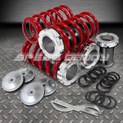 ПЕРЕДНИЙ + ЗАДНИЙ АЛЮМИНИЕВЫЙ КОЙЛОВЕР С ЧЕРНОЙ ШКАЛОЙ 0-3 ПРУЖИНЫ ДЛЯ 88-00 CIVIC INTEGRA RED