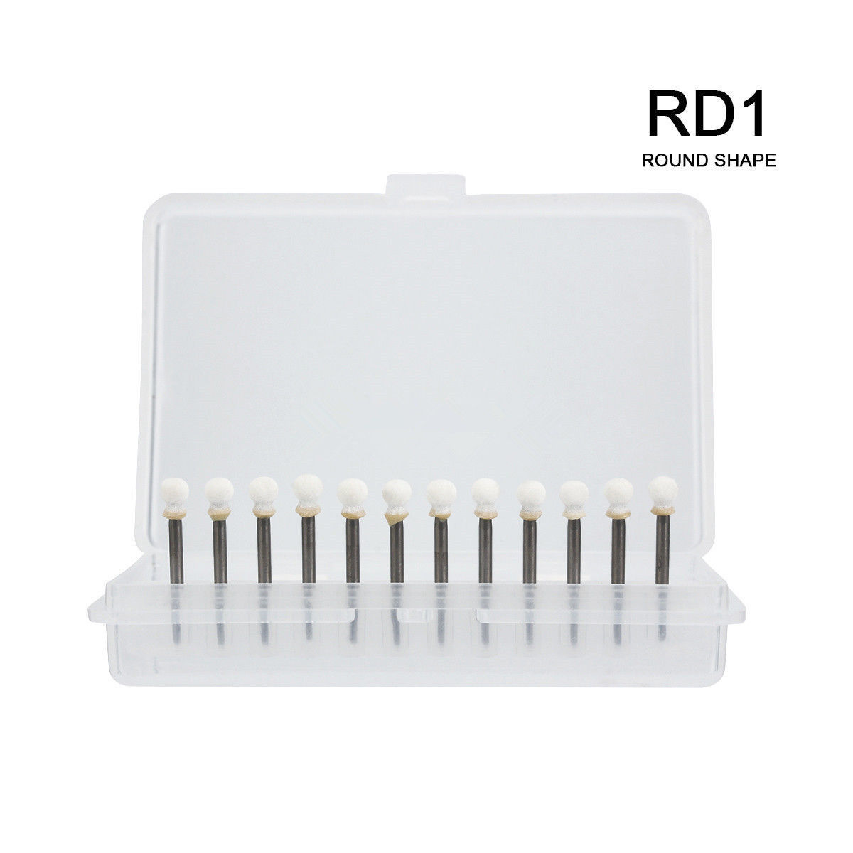 Dental White Stone Porcelain Resin Handpiece Polishing Burs FG Cone/Flame/Round