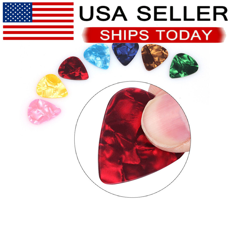 100pcs Guitar Picks Celluloid Thin Acoustic Electric Plectrums Colorful C