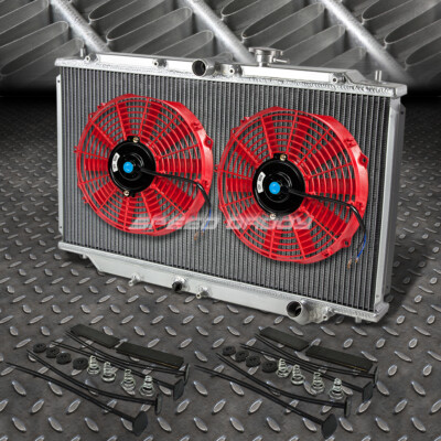 3-РЯДНЫЙ АЛЮМИНИЕВЫЙ РАДИАТОР + 2X12 ВЕНТИЛЯТОРА КРАСНОГО ЦВЕТА ДЛЯ 92-96 PRELUDE BB2/90-93 ACCORD CB H23