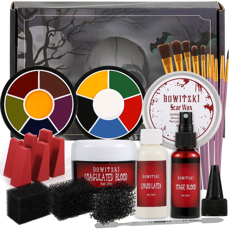 Halloween SFX Makeup Kit Special Effect Makeup,Liquid Latex+Scab Blood+Spray Blo