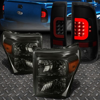 ДЛЯ FORD SUPER DUTY 2011-2016 КРАСНАЯ СВЕТОДИОДНАЯ ПАНЕЛЬ С ТОНИРОВКОЙ ЗАДНЕГО ФОНАРЯ + ЯНТАРНАЯ БОКОВАЯ ФАРА