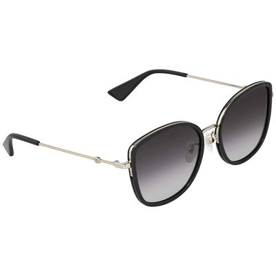 Pre-owned Gucci Grey Gradient Cat Eye Ladies Sunglasses Gg0606sk 001 56 Gg0606sk 001 56 In Gray