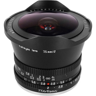 TTArtisan 7.5mm f/2 Fisheye Lens for Canon M, Black #A31B-EM