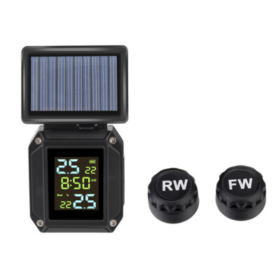 Solar USB Motorcycle TPMS Tire Pressure Monitoring System W/2 Sensors Waterproof