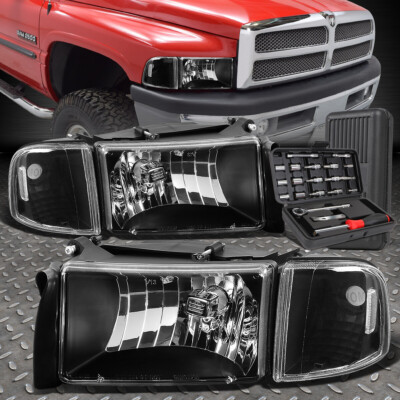 ДЛЯ 94-02 RAM 1500 2500 3500 ЧЕРНЫЙ КОРПУС ПРОЗРАЧНАЯ УГЛОВАЯ ЛАМПА ФАРЫ + НАБОР ИНСТРУМЕНТОВ
